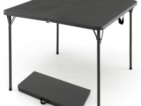 Folding Camping Table with All-Weather HDPE Tabletop and Rustproof Steel Frame-Gray Sale