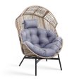 Wicker Oversized Egg Style Chair with Cushions and Headrest-Gray Sale