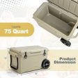 75 Quart Portable Cooler Rotomolded Ice Chest with Handles and Wheels-Tan Fashion