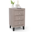 Modern Nightstand with 3 Drawers for Bedroom Living Room-Gray For Discount