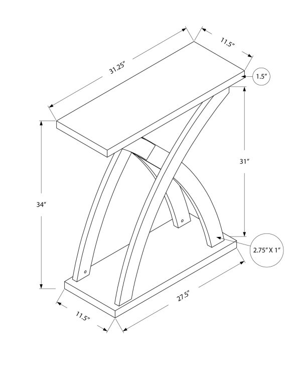 31  Espresso Cross Leg Console Table With Shelves Hot on Sale