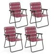 4 Pieces Folding Beach Chair Camping Lawn Webbing Chair-Red Hot on Sale