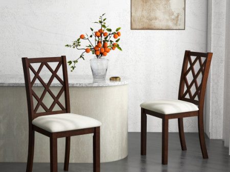 Dining Chair Set of 2 Wood Kitchen Chairs with Upholstered Seat Cushion and Rubber Wood Legs-Brown Online now