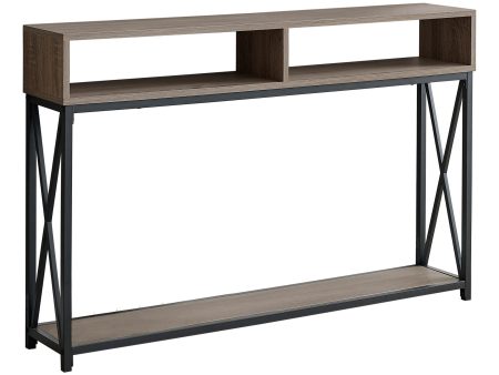 47  Taupe and Black Frame Console Table With Shelves For Sale