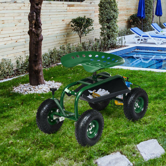 4-Wheel Rolling Garden Cart Work Seat For Cheap