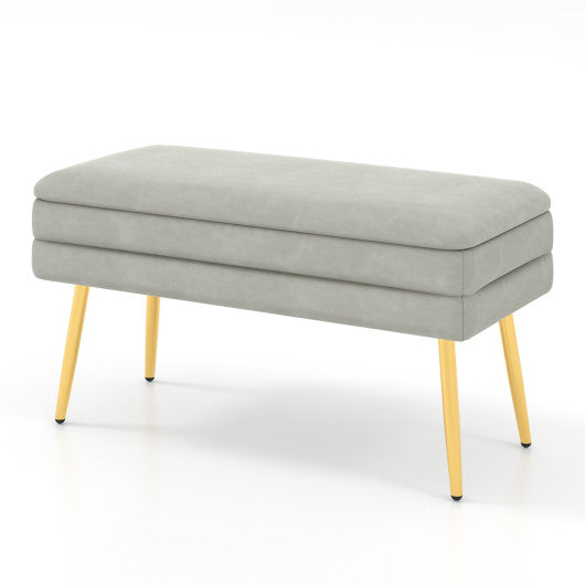 Velvet Upholstered Storage Bench with Removable Top-Grey Online now