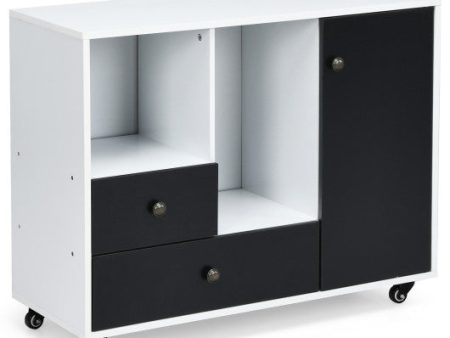 Lateral Mobile Filing Cabinet with 2 Drawers-Black Online Sale