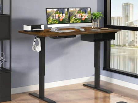 48-inch Electric Height Adjustable Standing Desk with Control Panel-Rustic Brown Hot on Sale