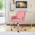 Velvet Accent Office Armchair with Adjustable Swivel and Removable Cushion-Pink Sale