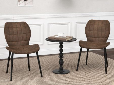 Dining Chairs Set of 2 with Padded Back  Metal Legs and Adjustable Foot Pads-Brown Online now