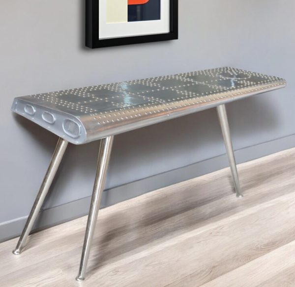 56  Silver Aluminum Three Leg Console Table Fashion