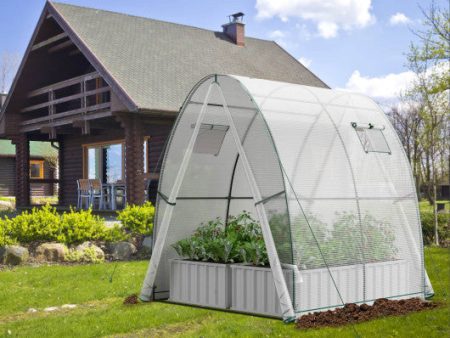 6 x 6 x 6.6 FT Outdoor Wall-in Tunnel Greenhouse-White Fashion