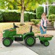 12V Kids Ride On Tractor with Trailer and Remote Control-Dark Green Online now