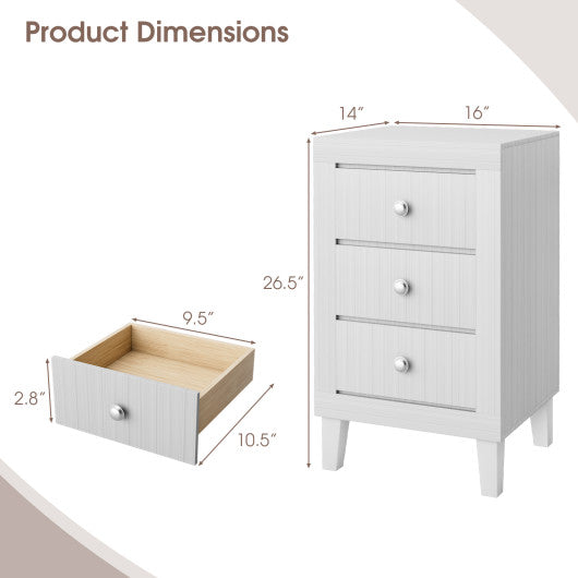 Modern Nightstand with 3 Drawers for Bedroom Living Room-White Discount