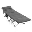 Folding Retractable Travel Camping Cot with Mattress and Carry Bag-Gray Discount