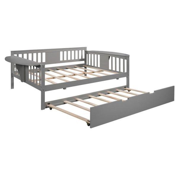 Gray Wood Bed Frame with Trundle Online