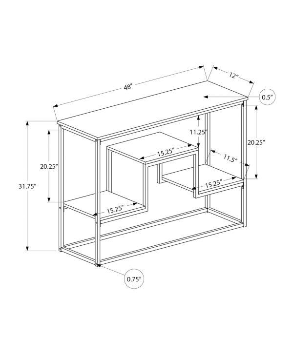 48  Brown and Black Frame Console Table With Shelves Online now