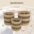 Seagrass Basket Set of 3 Stackable Storage Bins with Handles Woven Round Basket-M Online