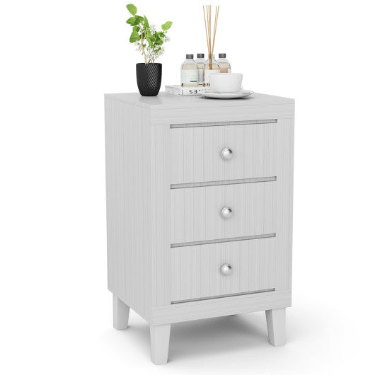 Modern Nightstand with 3 Drawers for Bedroom Living Room-White Discount