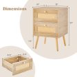 Rattan Nightstand Boho Accent Bedside Table with 2 Storage Drawers-Natural For Discount