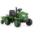 12V Kids Ride On Tractor with Trailer and Remote Control-Dark Green Online now