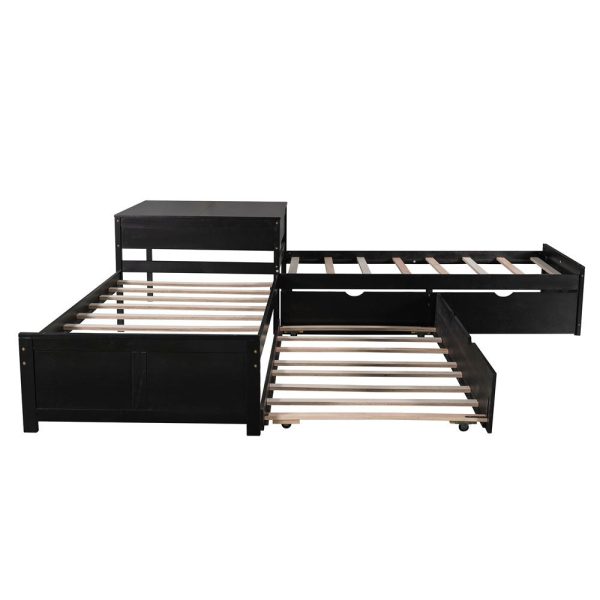 Espresso Wood Twin Bed Frame with Trundle For Discount