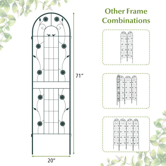 2 Pack 71 x 20 Inch Metal Garden Trellis Rustproof Plant Support for Climbing Plants-Green For Sale