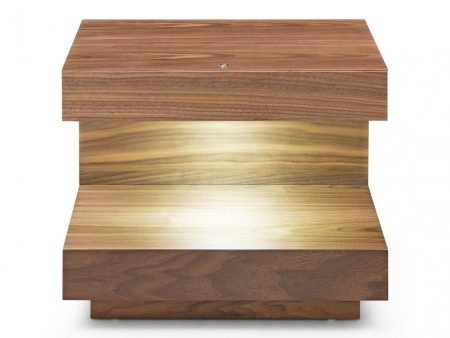 Contemporary LED Lit Walnut Nightstand with One Drawer Online Hot Sale