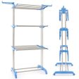 4-tier Folding Clothes Drying Rack with Rotatable Side Wings-Blue Online Sale