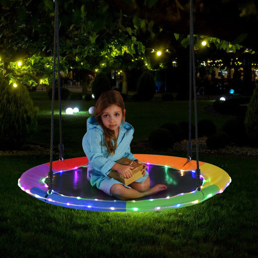 40 Inches Saucer Tree Swing for Kids and Adults-Multicolor Fashion