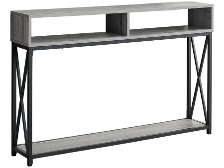 47  Gray and Black Frame Console Table With Shelves Hot on Sale