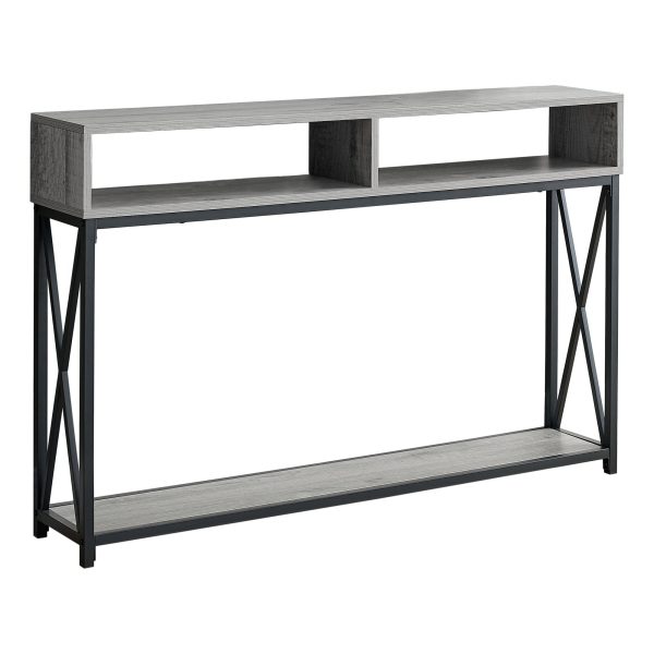 47  Gray and Black Frame Console Table With Shelves Hot on Sale