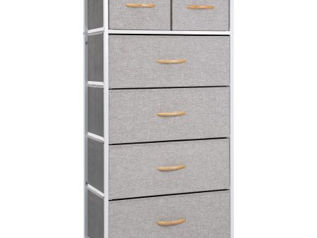 23  Gray and White Steel and Fabric Six Drawer Chest Cheap