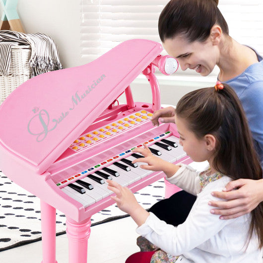 31 Keys Kids Piano Keyboard with Stool and Piano Lid-Pink Cheap