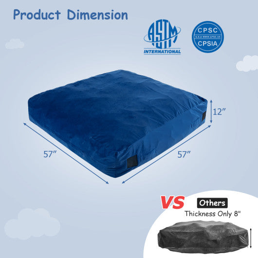 57 x 57 Inch Crash Pad Sensory Mat with Foam Blocks and Washable Velvet Cover-Blue Cheap