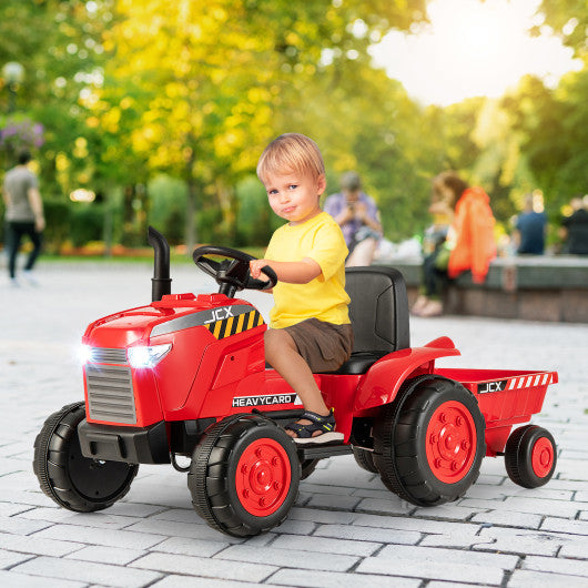 12V Kids Ride On Tractor with Trailer and Remote Control-Red Online now