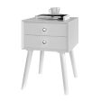 Wooden Nightstand Mid-Century End Side Table with 2 Storage Drawers-White Online