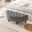 Half Moon Storage Bench with Rubber Wood Legs-Gray Discount