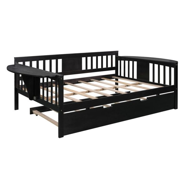 Espresso Wood Bed Frame with Trundle Online Hot Sale