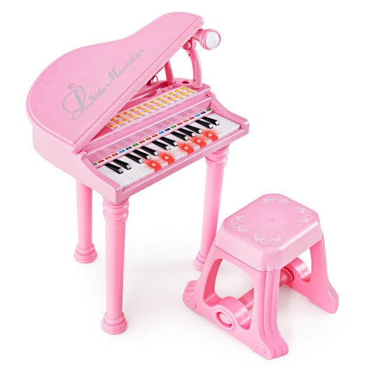 31 Keys Kids Piano Keyboard with Stool and Piano Lid-Pink Cheap