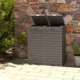 62 Gallon Outdoor Trash Can Waterproof Double Bin with Tiered Lid and Drip Tray-Coffee Online Sale