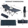 Folding Retractable Travel Camping Cot with Mattress and Carry Bag-Blue on Sale