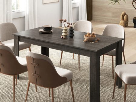 63 Inch Rectangular Modern Dining Kitchen Table-Gray on Sale