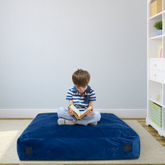 57 x 57 Inch Crash Pad Sensory Mat with Foam Blocks and Washable Velvet Cover-Blue Cheap