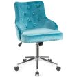 Tufted Upholstered Swivel Computer Desk Chair with Nailed Tri-Turquoise Supply