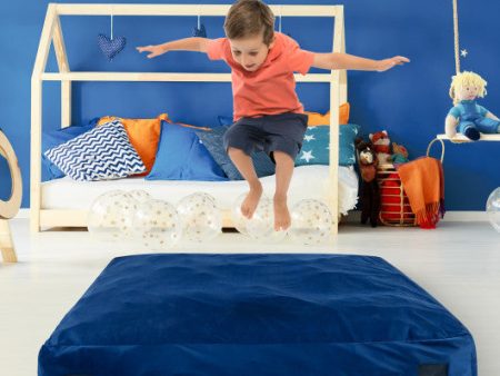 57 x 57 Inch Crash Pad Sensory Mat with Foam Blocks and Washable Velvet Cover-Blue Cheap