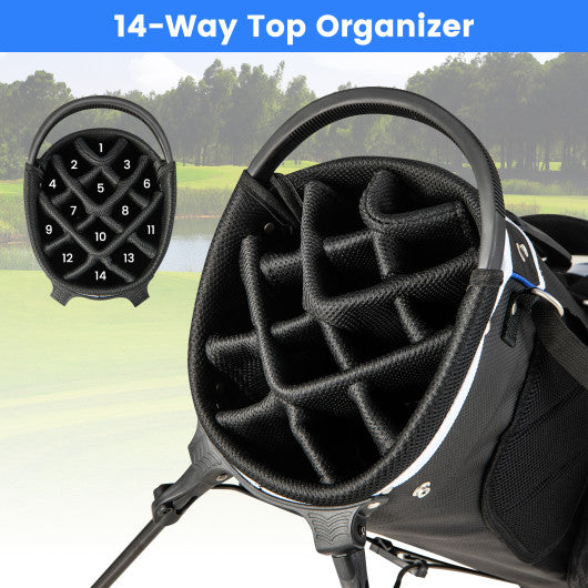 Lightweight Golf Stand Bag with 14 Way Top Dividers and 6 Pockets-Blue Discount