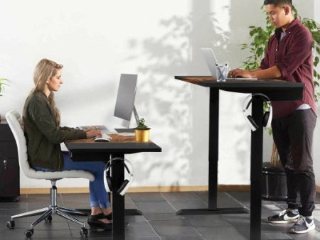 48 Inch Electric Sit to Stand Desk with Keyboard Tray-Rustic Brown For Discount