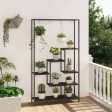 6-Tier Tall Plant Stand 71  Metal Indoor Plant Shelf with 10 Hanging Hooks-Black Fashion