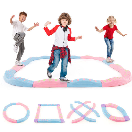 Colorful Kids Wavy Balance Beam with Textured Surface and Non-slip Foot Pads-Blue and Pink Online now